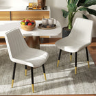 HOMCOM Dining Chairs, Upholstered in PU Leather for Kitchen - Cream White - Set of 2-Channel quilted faux leather upholstery is super soft to the touch