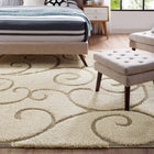 Modway - Jubilant Hag de vigne défilante en plein essor Tapis de 5 pi l x 8 pi L - Crème et beige-Dessous du tissu de jute adhéré
