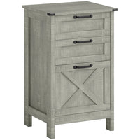 HOMCOM 3-Drawer Letter/A4 Filing Cabinet - Stone Grey-Rustic farmhouse design enhances home office decor
