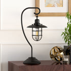 Hudson&Canal Bay 22" Tall Nautical Table Lamp with Glass/Metal Shade - Blackened Bronze/Clear-Handcrafted blackened bronze finish is applied to the novelty metal base