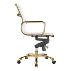 Plata Import - Antoni chaise de bureau en cuir PU tapisserie d'ameublement cadre doré à dossier bas, Blanc-Asiatique 20 po x 18 po; Retour 19,75-17,5 H