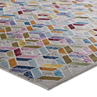 Modway Laleh Geometric Mosaic Area Rug - 4 ft W x 6 ft L - Multicolored-Stain Resistant / Easy To Clean