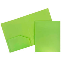 JAM Paper Heavy Duty Plastic Two-Pocket School Folders - Lime Green - 6 Pack-Durable Plastic Presentation Folders | Colour: Lime Green