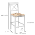 HOMCOM Counter Height Bar Stools with Cross Back and Footrest - Natural - 2 Pack-Solid wooden frame is stable and reliable for use
