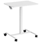 ShoppingAll Pneumatic Height Adjustable Mobile Sit-Stand Desk Laptop Computer Cart - White-COMPUTER WORKSTATION: Single Piece Wooden Desktop Measures 28.3”x18.9”, Ideal Size To Fit Almost Any Size Monitor, Laptop, Or Tablet, With Keyboards.