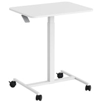 ShoppingAll - Chariot pour ordinateur portable avec bureau assis-debout pneumatique réglable en hauteur - Blanc-POSTE DE TRAVAIL POUR ORDINATEUR: Bureau En Bois D’Une Seule Pièce Mesurant 28.3” x 18.9”, Idéal Pour Accueillir Presque Tous Les Moniteurs, Ordinateurs Portables Ou Tablettes Avec Claviers.