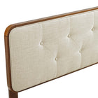 Modway Collins Tufted Fabric and Wood Full Headboard - Walnut Beige-Dense Foam Padding