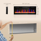 HOMCOM 50" Electric Wall Fireplace with Eco Mode - 1500 W-Enjoy realistic flame effects with or without heat for year-round ambiance
