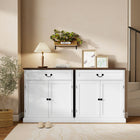 HOMCOM 31.5" L Sideboard Buffet Cabinet - White Wood Grain-Versatile design works as a buffet, coffee bar cabinet, or entryway cabinet