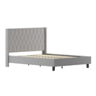Flash Furniture - Lit plateforme Riverdale grand touffeté et rembourré en tissu gris clair-Tête de lit à panneau