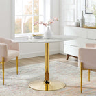Modway Verne 48" Oval Artificial Marble Dining Table - Gold White-Artificial Marble Tabletop