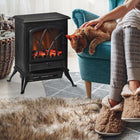 HOMCOM Electric Fireplace with Flame Effect - Black-As a heater with the flame effect, or a lighted flame decoration, because the flame effect can be used independently  