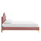 Modway Sunny Performance Velvet Twin Bed - Dusty Rose-Bed Frame Weight Capacity: 800 lb