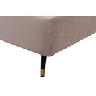 Manhattan Comfort Crosby 81.1" Modern Velvet Upholstered Twin-Size Bed - Blush-Metal Leg Height: 7.9 in. Headboard Height: 43 in