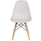Flash Furniture Elon Series Plastic Chair with Wooden Legs - White - 2 Pack-White Plastic Finish