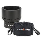 Flame Genie Pellet Fire Pit with Tote - Black Galvanized-Relax with peace of mind knowing that Flame Genie’s ash pan captures ash and ensures safety. When the fire goes out, it’s out -- there’s no worry about spontaneous combustion! Made in the USA.