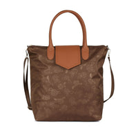 Karla Hanson Millie Women's Rose Print Foldable Shopping Bag - Brown-Foldable water-resistant shopping bag