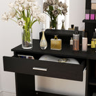 HOMCOM Vanity Desk with Mirror and Shelves - 35.4" L x 15" W x 54.3" H - Black-Assembly required