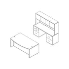 Office Star Napa Collection 72" Bow Front Desk Shell, Cherry-Impact-resistant 3mm PVC edges