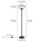 Hudson&Canal - Lampadaire Cieonna Globe & Stem avec abat-jour en verre - Bronze noirci/blanc-Dimensions du produit : 11" L x 11" l x 68" H