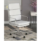 Plata Import - Chaise de bureau Plata Import - Paco en cuir PU à dossier haut en mousse avec cadre en métal, Blanc-Structure en acier chrome, resistante et stable