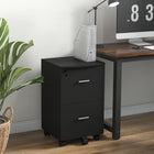 Vinsetto 2-Drawer Mobile Letter/A4 Filing Cabinet with Locking Wheels - Black-Tabletop can hold printers, scanners or display person items
