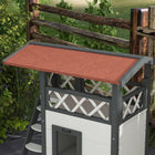 PawHut Outdoor Cat House with Asphalt Roof, Stairs and Balcony - White-Asphalt roof protects against sun and rain 