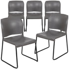 Flash Furniture HERCULES Series Grey Full Back Contoured Stack Chair with Black Powder Coated Sled Base-Set of 5 Multipurpose Stack Chairs