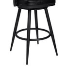 Armen Living - Justin Tabouret de Bar Pivotant de 66 cm de Hauteur de Comptoir en Similicuir Noir Vintage avec Pieds en Métal Noir-6