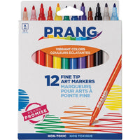 Dixon Fine Line Markers - Assorted Colours - Set of 12-Long cap-off life prevents drying out for up to 24 hours