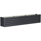 Outsunny Galvanized Raised Garden Bed - 94.5" L x 16" W x 18" H - Dark Grey-1.5ft (45cm) depth suitable for outdoor plants, vegetables, and flowers 