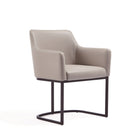 Manhattan Comfort - Lot de 2 fauteuils de salle à manger modernes Serena 23,03 po en similicuir gris clair-Chaise flottante avec base en métal demi-cercle noire