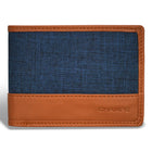 Champs - Portefeuille Center Wing en Cuir Denim - Beige/Bleu-Portefeuille en cuir à ouverture centrale dans une boîte cadeau
