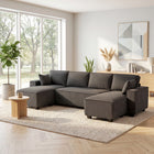 HOMCOM - Canapé en forme de U avec double méridiennes - gris foncé-Couleur : gris foncé 