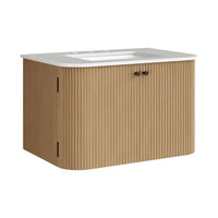 Modway - Zia Fixation murale de 30" Meuble de salle de bain avec lavabo en marbre - Naturel-Coiffeuse murale de 30"