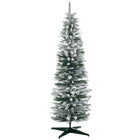HOMCOM 6' Pencil Artificial Christmas Tree with Snow-Flocked Branches - Green-Lush with tips that provide a healthy, natural look 