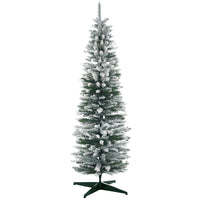 HOMCOM 6' Pencil Artificial Christmas Tree with Snow-Flocked Branches - Green-Lush with tips that provide a healthy, natural look 