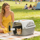 PawHut - Cage de transport pour chat rigide - caisse de transport pour animaux en plastique homologuée pour avion-Pour les petits animaux de moins de 9 lbs (4 kg) et d'une longueur de corps ne dépassant pas 11,8 po (30 cm) pour se tenir debout et se retourner 