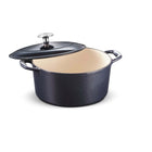 Tramontina - Faitout rond 5,5 pintes en fonte émaillée Série 1000 avec couvercle - Bleu foncé-De la cuisine à la table : La finition riche en émail et les formes polyvalentes offrent un service élégant de la cuisine à la table. Le pré-refroidissement de la batterie de cuisine au réfrigérateur permet de garder des plats tels que les salades de fruits et de pâtes bien frais pendant le service