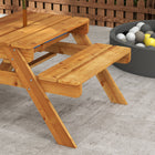 Outsunny - Table de pique-nique pour enfants 3-en-1 sable et eau avec parasol pliable - teck-Fabriqué en bois de sapin et cadre en forme de A pour plus de stabilité  
