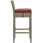 Modway Conduit Outdoor Patio Wicker Rattan Bar Stool - Light Gray Currant - Set of 4-All-Weather Cushion Cover