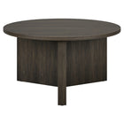 Hudson&Canal Anders 32"W Round Coffee Table - Alder Brown-A contemporary Scandinavian design for your living room, den, and more