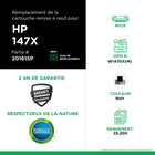 CIG - Cartouche de toner MICR W1470X HP 147X remise à neuf (Nouvelle puce) - rendement élevé - noir-Rendement des pages: 25200