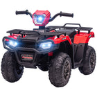 Aosom Kids 12V Battery Powered Ride-on ATV with Music, LED Lights and Treaded Tires - Red-Features three LED headlights and music to provide a realistic riding experience 