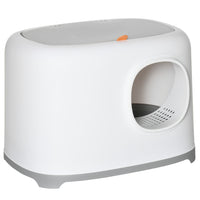 PawHut Open Top Kitty Pan Cat Litter Box with Anti-Sand Tunnel - White-Semi-enclosed space design ensures privacy AND controls unpleasant odors