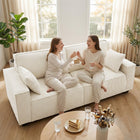 HOMCOM 86" Corduroy 3 Seater Sofa Couch with Spring Cushion - Beige-Colour: Beige