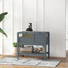PawHut Wooden Tortoise House with Shelf, Lamp, Frame and Tray - Dark Grey-Mesh wire FOR air circulation WHILE enjoying the sunlight
