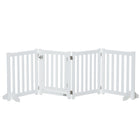 PawHut 4 Panel Foldable Dog Gate with Door - White-Made of MDF, robust gate 