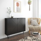 Nexera Slim 2-Door Storage Accent Cabinet - Floating And Wall Mount Bar - Black-Designed and made in Canada with CARB II/FSC Certified particle board and MDF materials.  Ships in 24-48H from order date. Assembly required