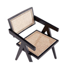 Manhattan Comfort Hamlet 19.67" Industry Chic Dining Arm Chair - Black and Natural Cane-10